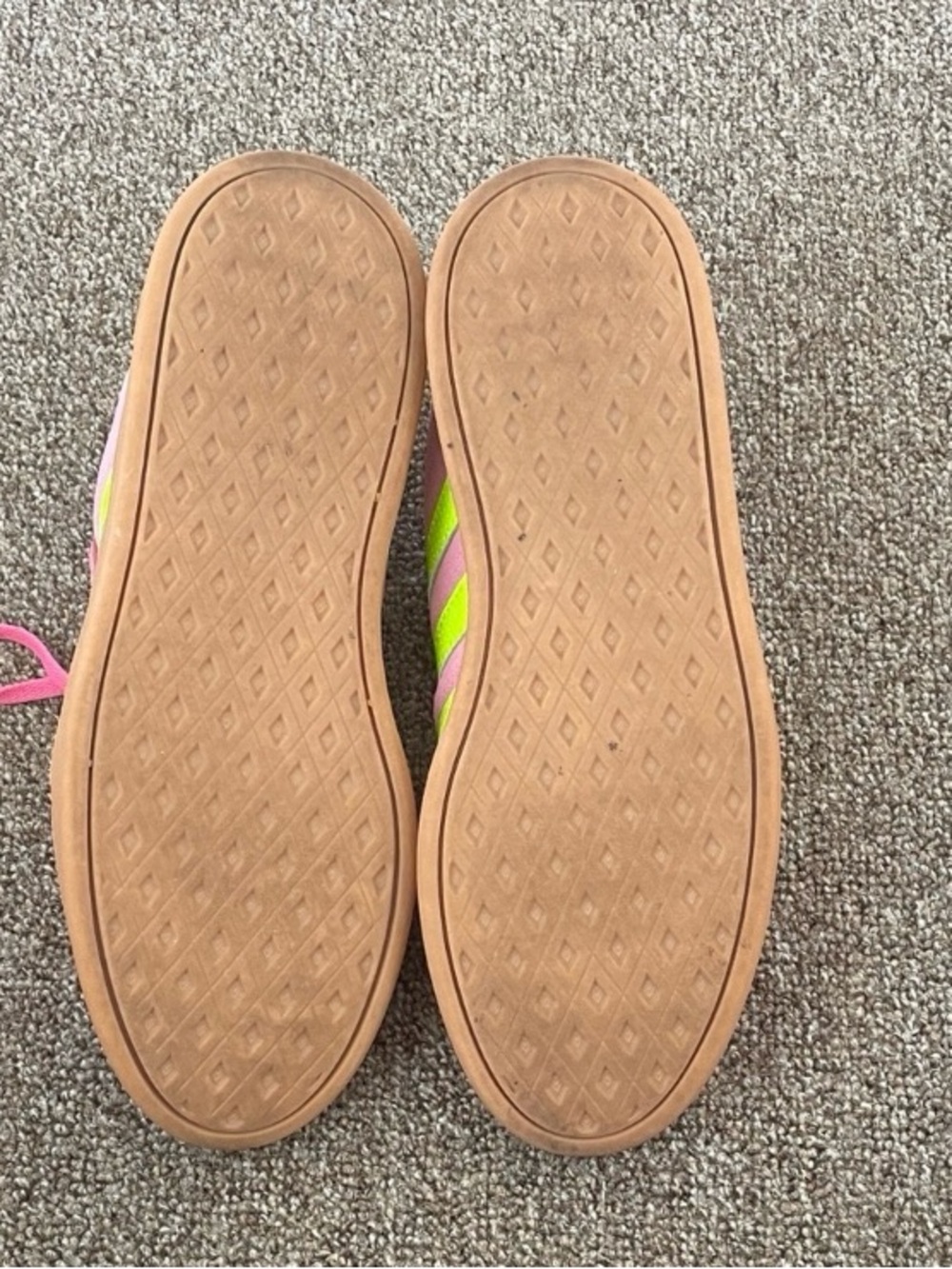 adidas Pink and Neon Yellow Women's Suede Sneakers - Picture 8 of 9